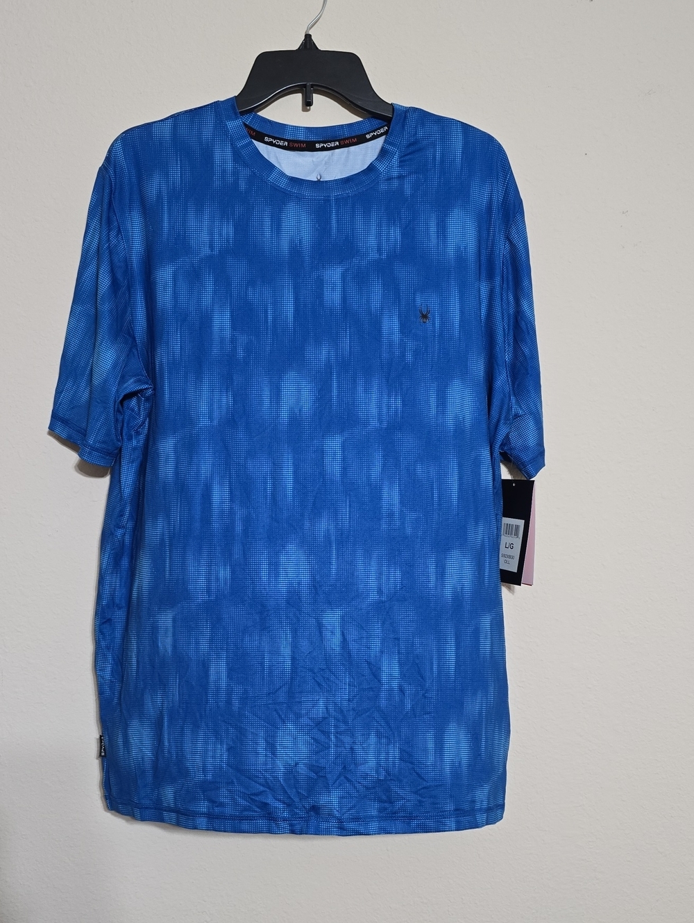 NWT Mens Spyder Swim Rash Guard Blue Short Sleeve Athletic Tee Size L